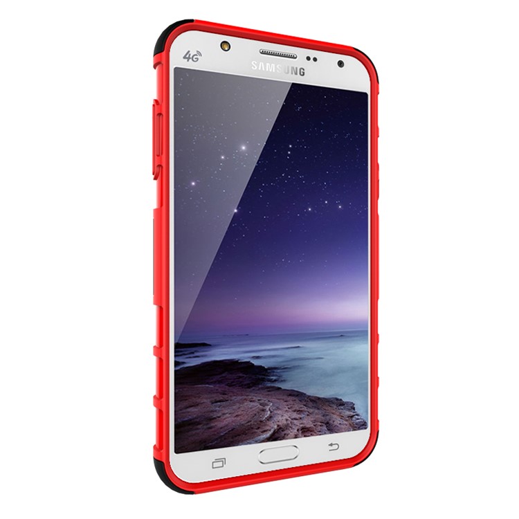 TPU PC Hybrid Shell for Samsung Galaxy J7 SM-J700F with Kickstand - Red-9