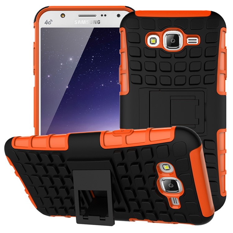 TPU PC Detachable Case for Samsung Galaxy J7 SM-J700F with Kickstand - Orange-1