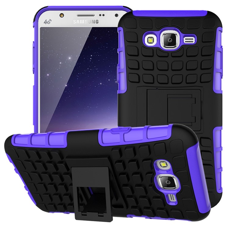 TPU PC Combo Shell for Samsung Galaxy J7 SM-J700F with Kickstand - Purple-1