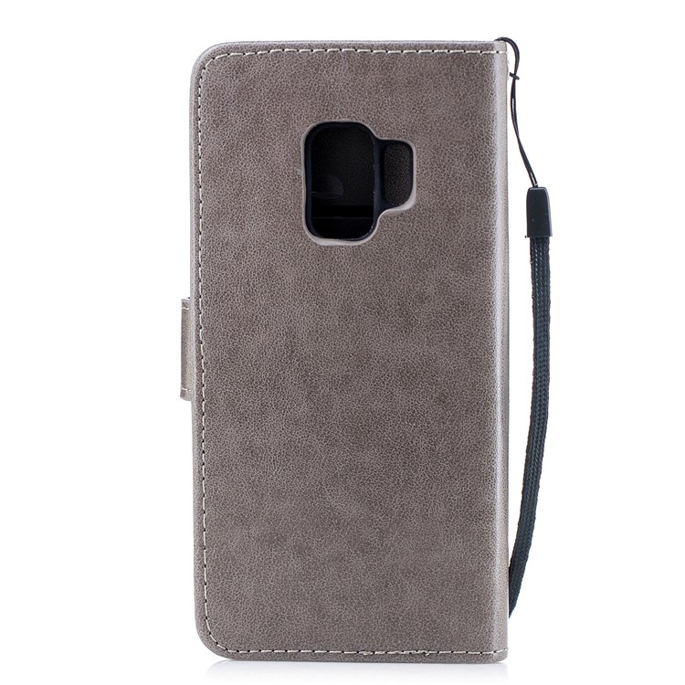Imprinted Flamingo Pattern Leather Magnetic Case with Strap for Samsung Galaxy S9 - Grey-3