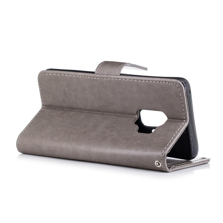 Imprinted Flamingo Pattern Leather Magnetic Case with Strap for Samsung Galaxy S9 - Grey-4