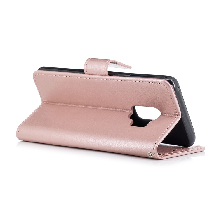 Imprinted Flamingo Pattern Leather Magnetic Mobile Cover with Strap for Samsung Galaxy S9 - Rose Gold-4