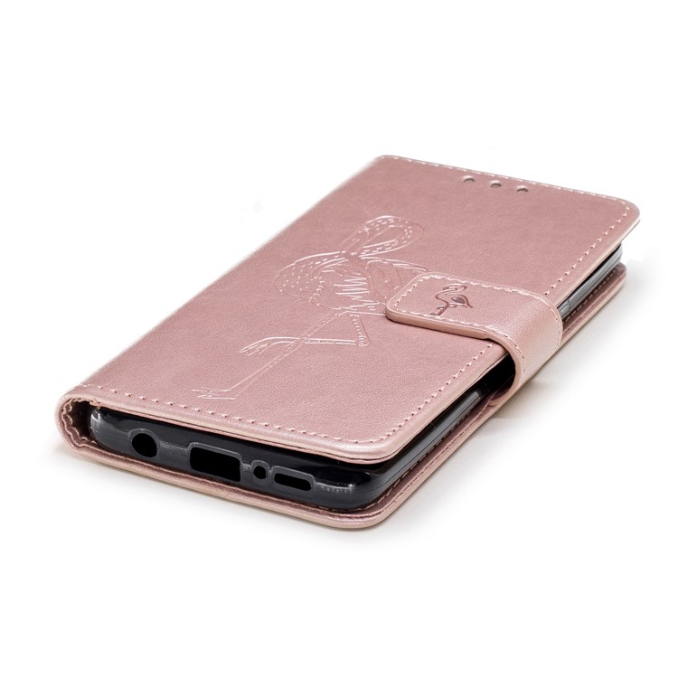 Imprinted Flamingo Pattern Leather Magnetic Mobile Cover with Strap for Samsung Galaxy S9 - Rose Gold-6