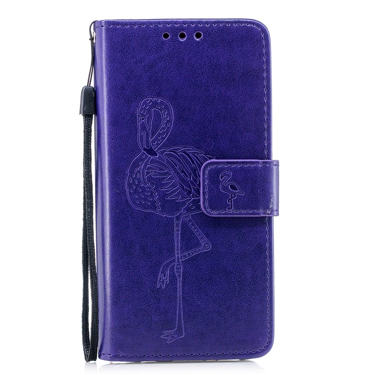 Imprinted Flamingo Pattern Leather Magnetic Protective Case with Strap for Samsung Galaxy S9 - Purple-2