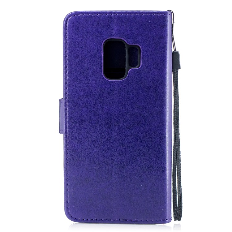Imprinted Flamingo Pattern Leather Magnetic Protective Case with Strap for Samsung Galaxy S9 - Purple-3