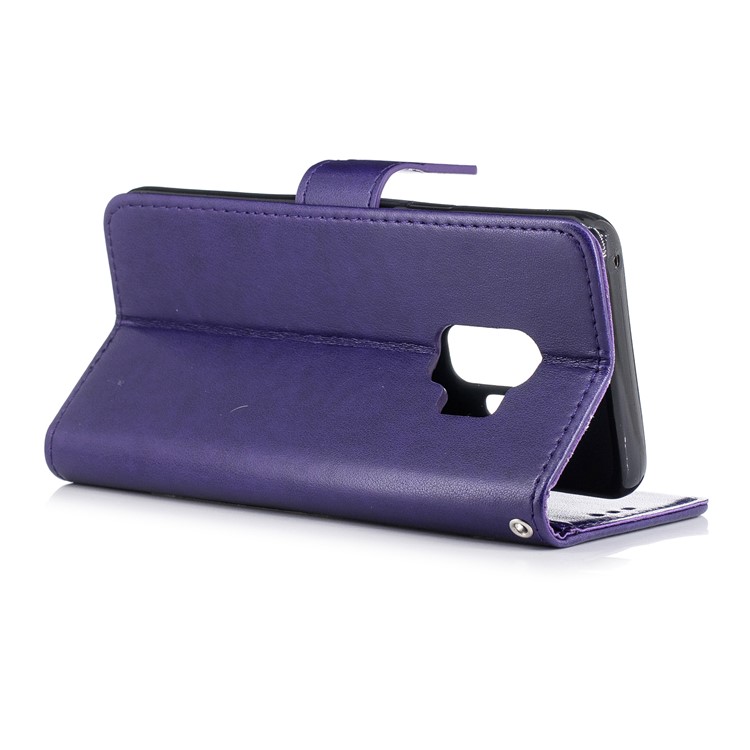 Imprinted Flamingo Pattern Leather Magnetic Protective Case with Strap for Samsung Galaxy S9 - Purple-4