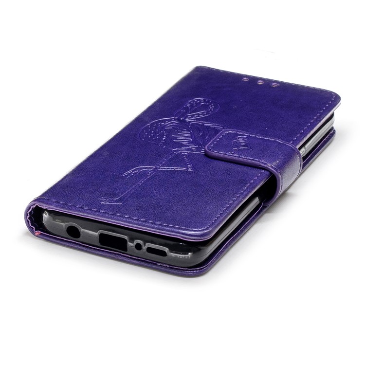 Imprinted Flamingo Pattern Leather Magnetic Protective Case with Strap for Samsung Galaxy S9 - Purple-6