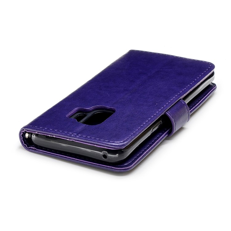 Imprinted Flamingo Pattern Leather Magnetic Protective Case with Strap for Samsung Galaxy S9 - Purple-7