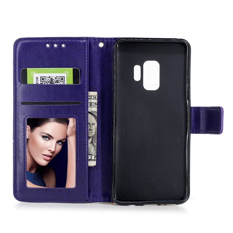 Imprinted Flamingo Pattern Leather Magnetic Protective Case with Strap for Samsung Galaxy S9 - Purple-8