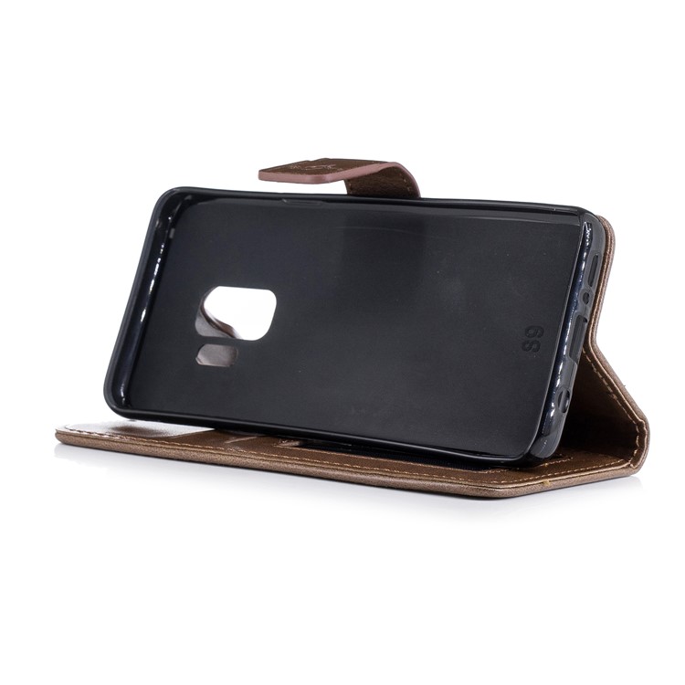 For Samsung Galaxy S9 Imprinted Flamingo Pattern Leather Mobile Cover Case with Lanyard - Coffee-5