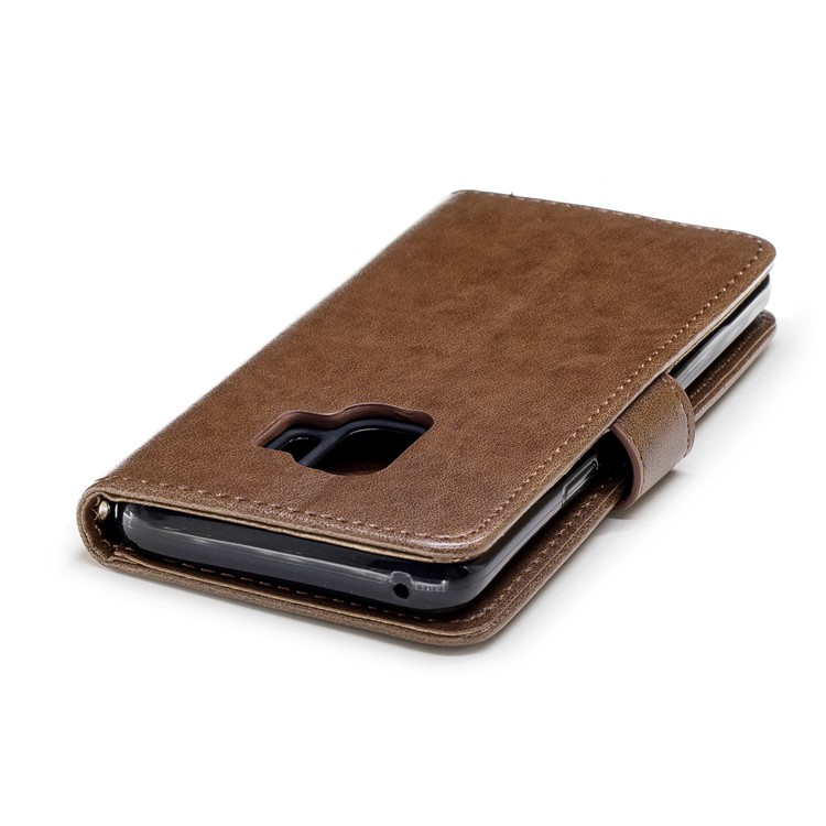 For Samsung Galaxy S9 Imprinted Flamingo Pattern Leather Mobile Cover Case with Lanyard - Coffee-7