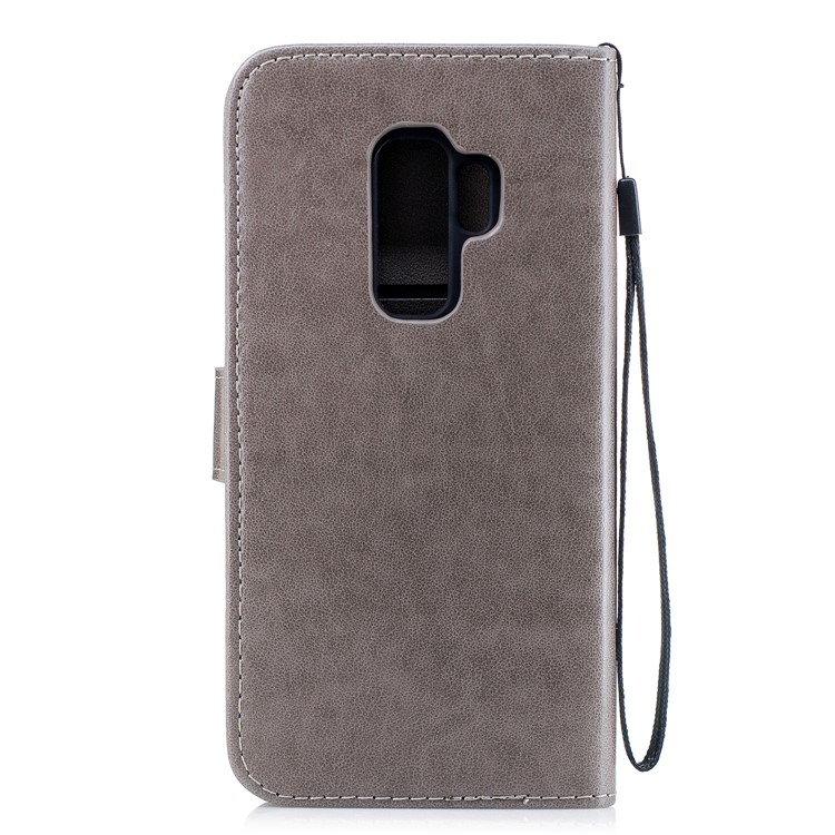 For Samsung Galaxy S9 Plus Imprinted Flamingo Pattern Leather Magnetic Cover with Strap - Grey-3
