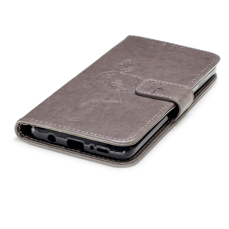 For Samsung Galaxy S9 Plus Imprinted Flamingo Pattern Leather Magnetic Cover with Strap - Grey-6