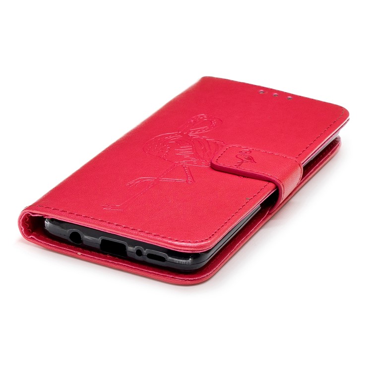 For Samsung Galaxy S9+ Imprinted Flamingo Pattern Leather Stand Case with Strap - Red-6