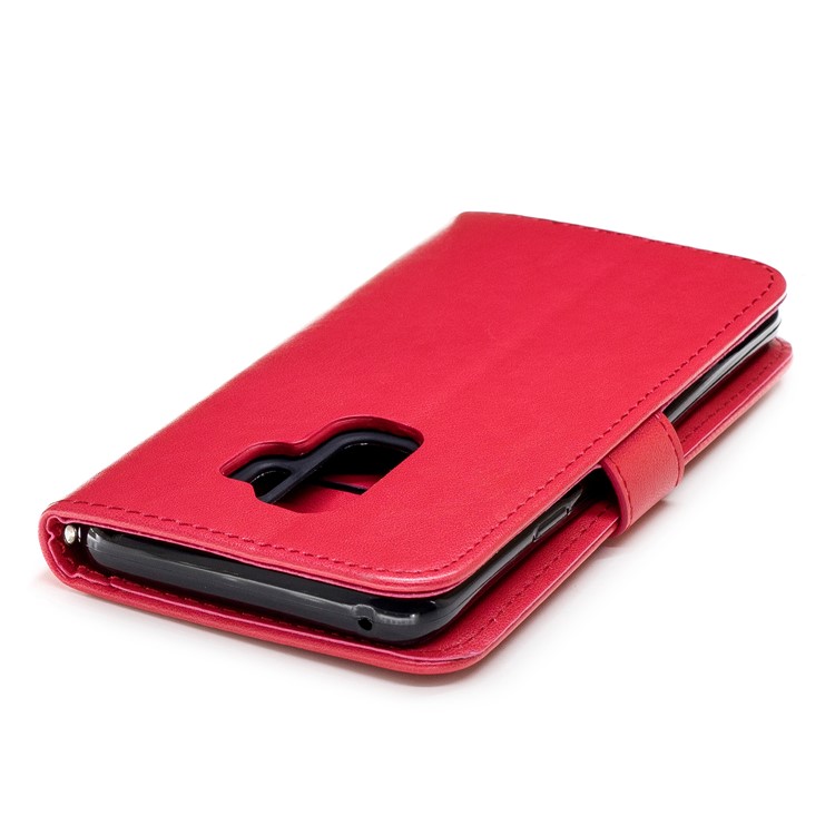 For Samsung Galaxy S9+ Imprinted Flamingo Pattern Leather Stand Case with Strap - Red-7