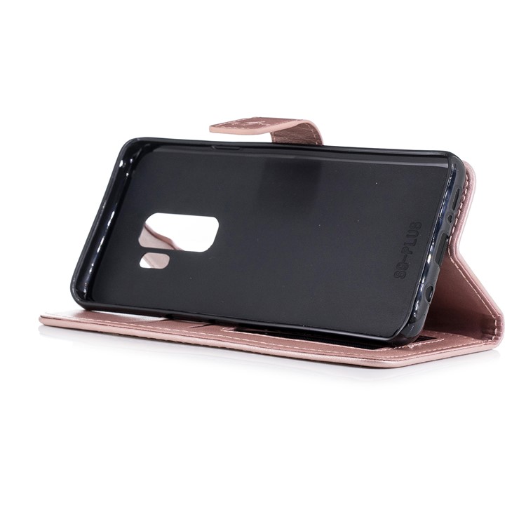 For Samsung Galaxy S9+ Imprinted Flamingo Pattern Leather Phone Case with Lanyard - Rose Gold-5