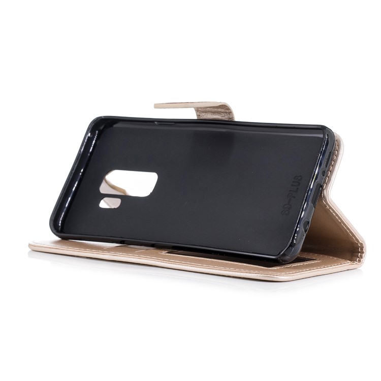 For Samsung Galaxy S9+ Imprinted Flamingo Pattern Leather Mobile Cover with Strap - Gold-5