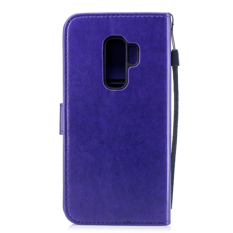 For Samsung Galaxy S9+ Imprinted Flamingo Pattern Leather Mobile Phone Shell with Strap - Pruple-3