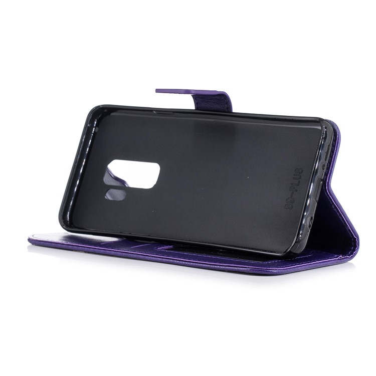For Samsung Galaxy S9+ Imprinted Flamingo Pattern Leather Mobile Phone Shell with Strap - Pruple-5