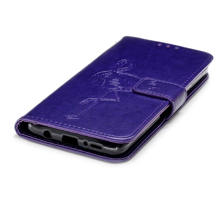 For Samsung Galaxy S9+ Imprinted Flamingo Pattern Leather Mobile Phone Shell with Strap - Pruple-6