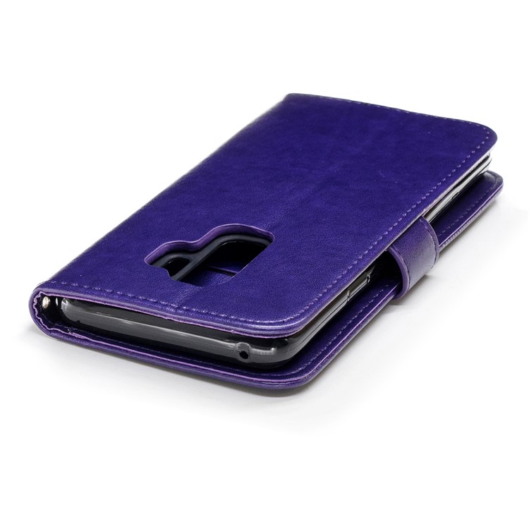 For Samsung Galaxy S9+ Imprinted Flamingo Pattern Leather Mobile Phone Shell with Strap - Pruple-7