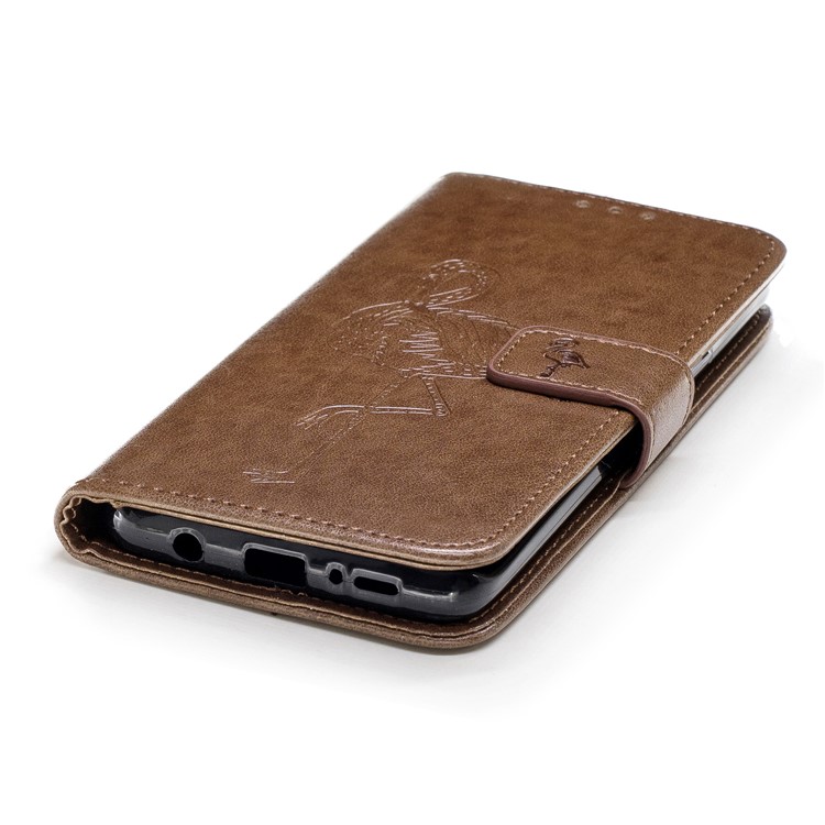 Imprinted Flamingo Pattern Leather Protective Case with Strap for Samsung Galaxy S9 Plus - Coffee-6