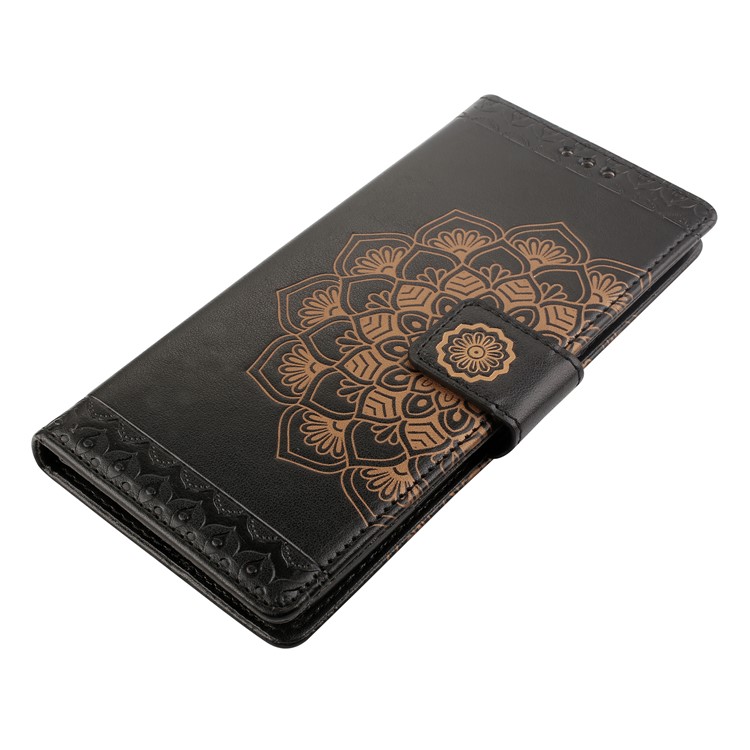 Imprinted Mandala Pattern Leather Wallet Case with Stand for Samsung Galaxy S9 Plus SM-G965 - Black-3