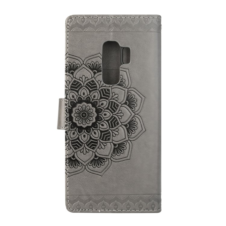 Imprinted Mandala Pattern Leather Wallet Cover with Stand for Samsung Galaxy S9+ SM-G965 - Grey-2
