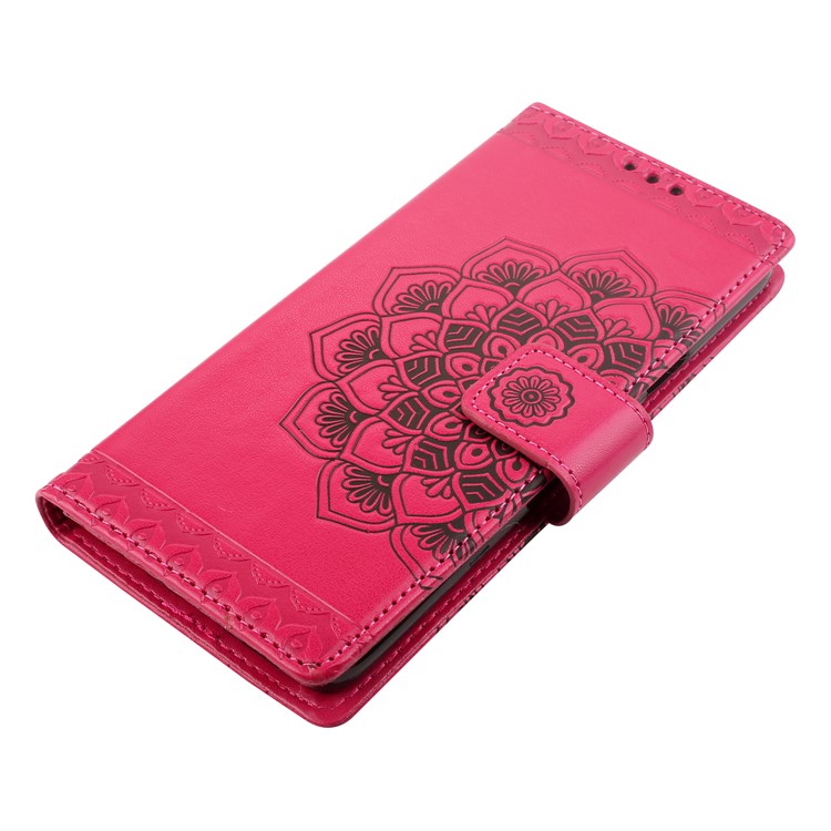 Imprinted Mandala Pattern Leather Wallet Shell with Stand for Samsung Galaxy S9+ SM-G965 - Rose-3