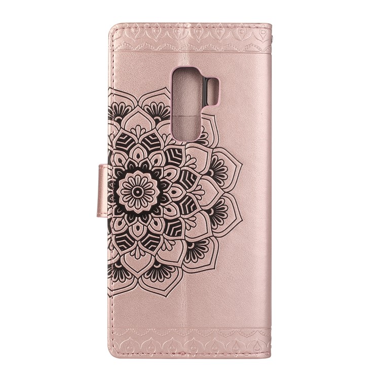 Imprinted Mandala Pattern Leather Wallet Casing with Stand for Samsung Galaxy S9+ SM-G965 - Rose Gold-2