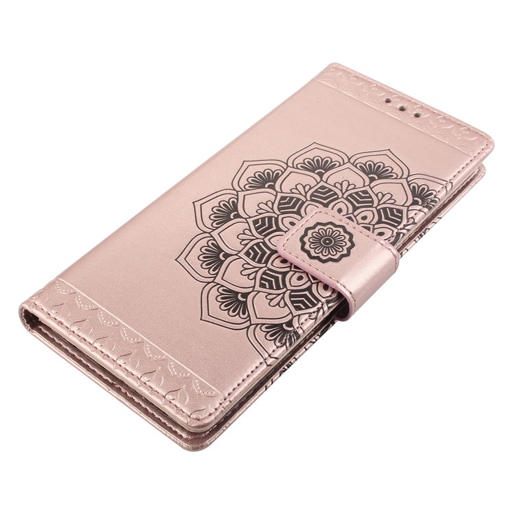 Imprinted Mandala Pattern Leather Wallet Casing with Stand for Samsung Galaxy S9+ SM-G965 - Rose Gold-3