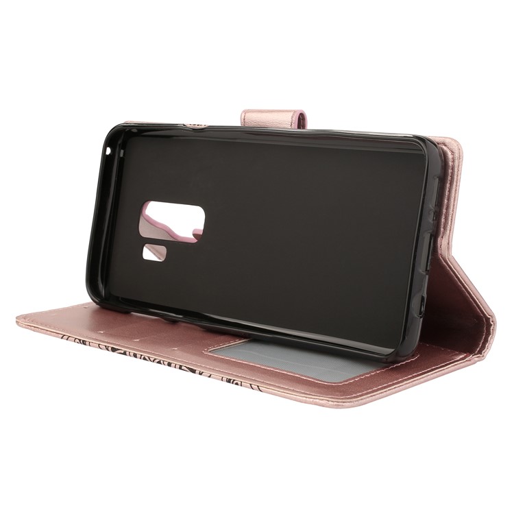 Imprinted Mandala Pattern Leather Wallet Casing with Stand for Samsung Galaxy S9+ SM-G965 - Rose Gold-4