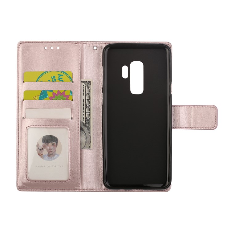 Imprinted Mandala Pattern Leather Wallet Casing with Stand for Samsung Galaxy S9+ SM-G965 - Rose Gold-6