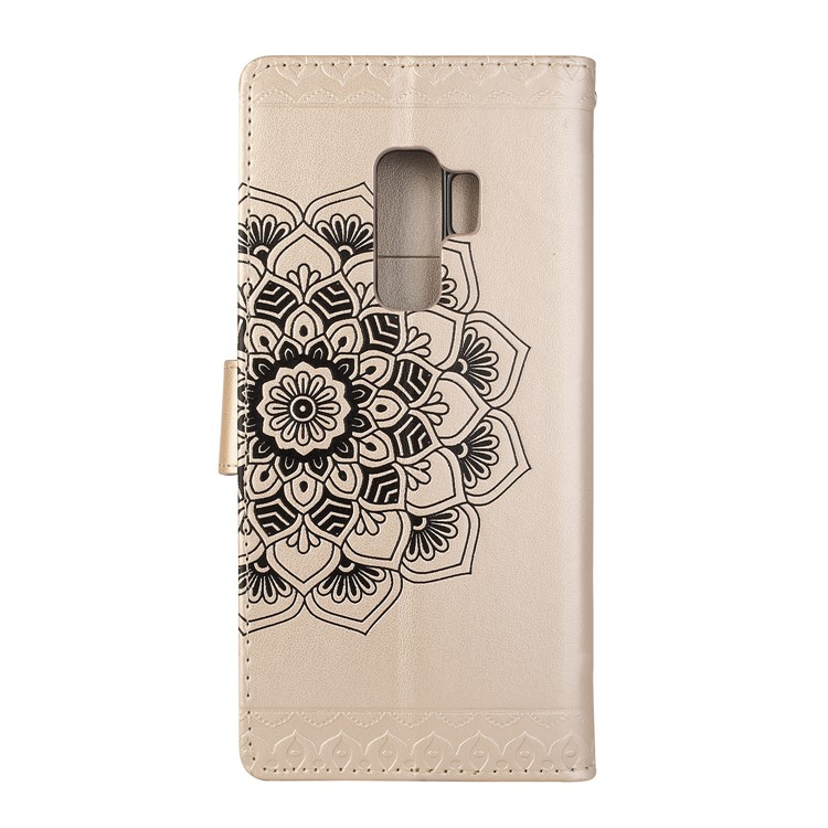 Imprinted Mandala Pattern Leather Wallet Mobile Phone Case with Stand for Samsung Galaxy S9 Plus SM-G965 - Gold-2