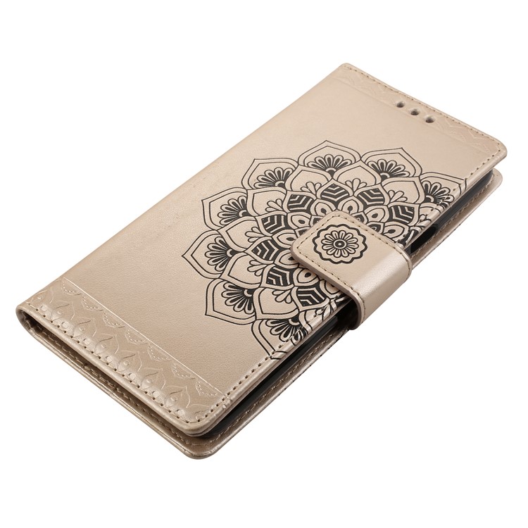 Imprinted Mandala Pattern Leather Wallet Mobile Phone Case with Stand for Samsung Galaxy S9 Plus SM-G965 - Gold-3