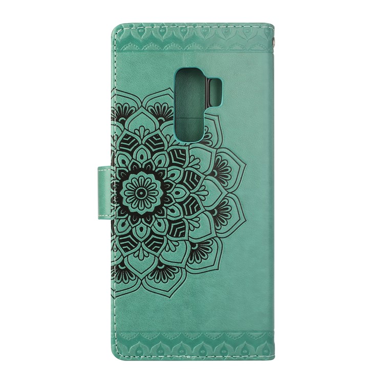 Imprinted Mandala Pattern Leather Wallet Cell Phone Case with Stand for Samsung Galaxy S9 Plus SM-G965 - Green-2