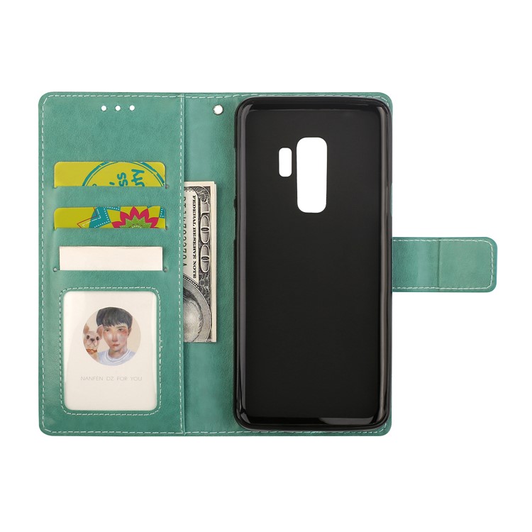 Imprinted Mandala Pattern Leather Wallet Cell Phone Case with Stand for Samsung Galaxy S9 Plus SM-G965 - Green-6