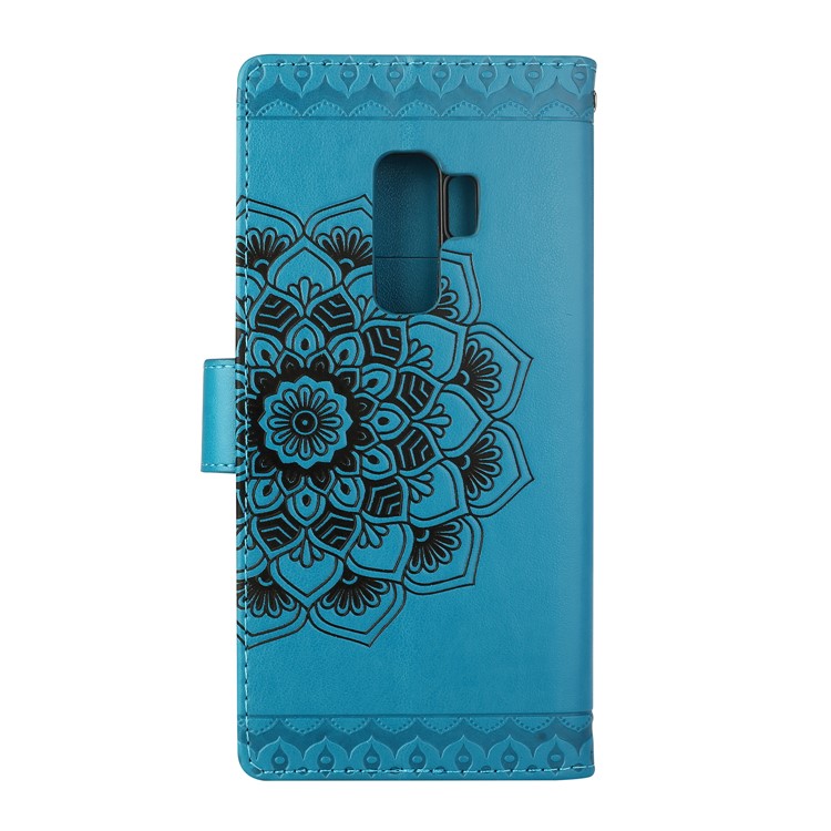 Imprinted Mandala Pattern Leather Wallet Mobile Phone Cover with Stand for Samsung Galaxy S9 Plus SM-G965 - Blue-2