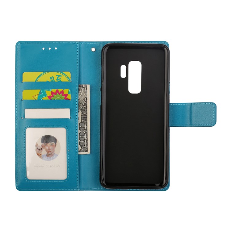 Imprinted Mandala Pattern Leather Wallet Mobile Phone Cover with Stand for Samsung Galaxy S9 Plus SM-G965 - Blue-6
