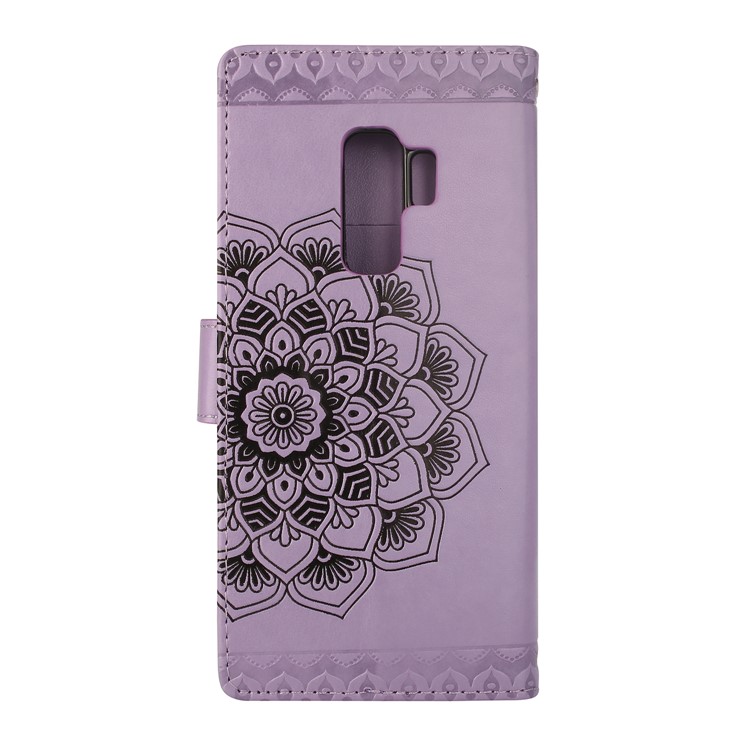 Imprinted Mandala Pattern Leather Wallet Cell Phone Cover with Stand for Samsung Galaxy S9 Plus SM-G965 - Purple-2