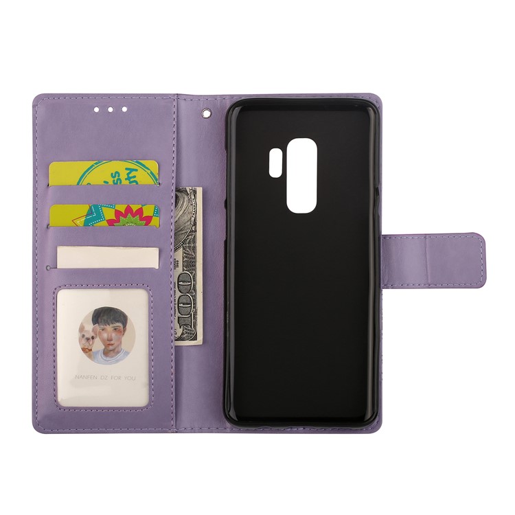 Imprinted Mandala Pattern Leather Wallet Cell Phone Cover with Stand for Samsung Galaxy S9 Plus SM-G965 - Purple-6