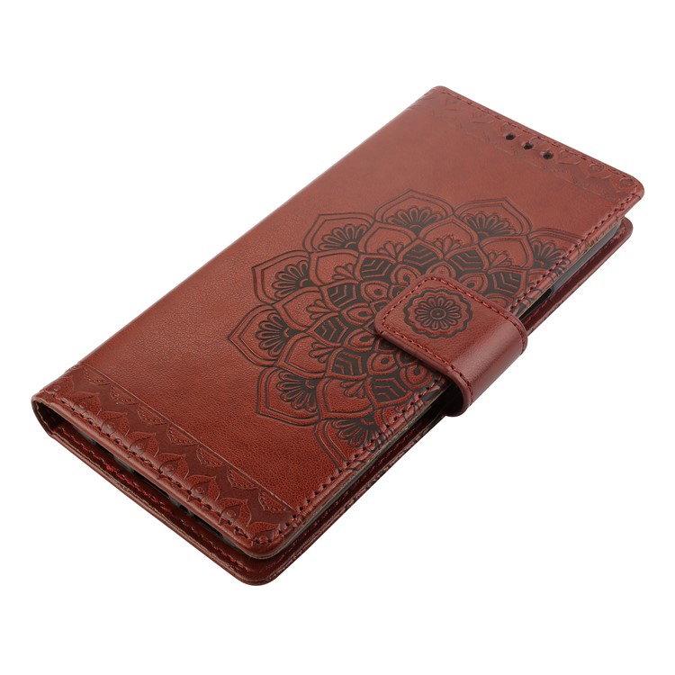 Imprinted Mandala Pattern Leather Wallet Protective Case with Stand for Samsung Galaxy S9 Plus SM-G965 - Brown-3