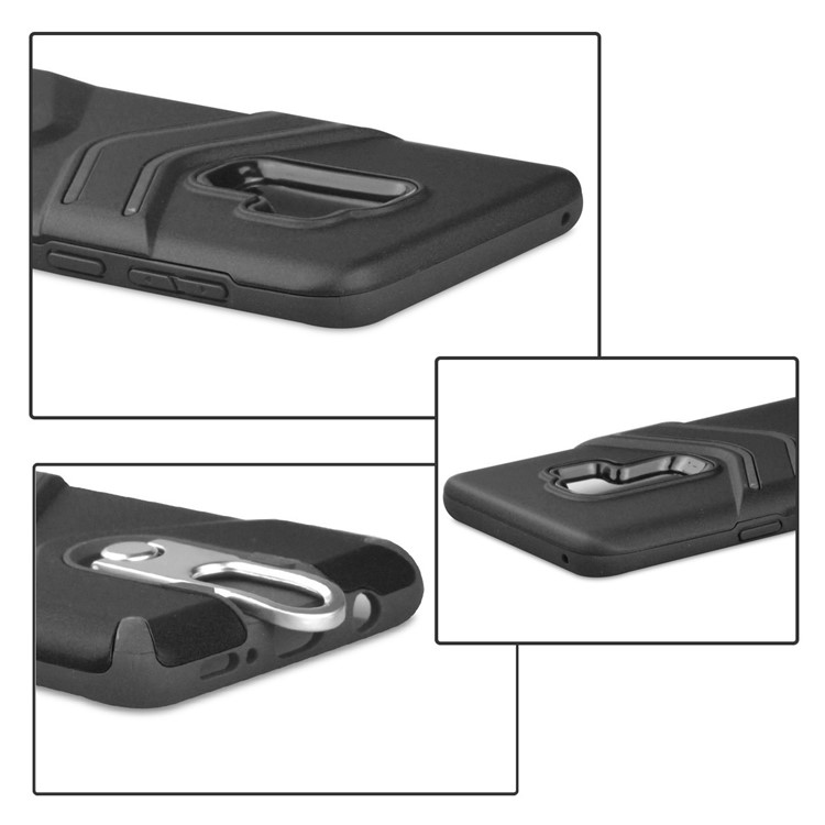 ANGIBABE for Samsung Galaxy S9+ Matte TPU PC Hybrid Case with Metal Kickstand - Black-5