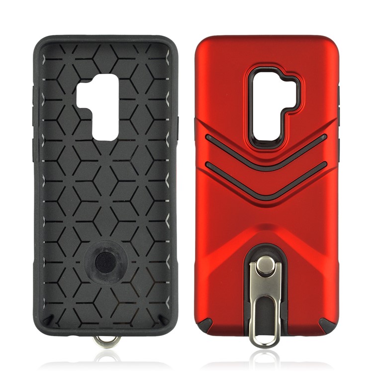 ANGIBABE Matte TPU PC Combo Case with Metal Kickstand for Samsung Galaxy S9 Plus - Red-4