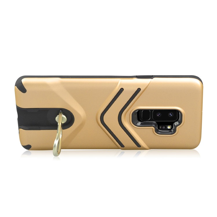 ANGIBABE Matte TPU PC Hybrid Mobile Cover with Rotary Kickstand for Samsung Galaxy S9 Plus - Gold-3