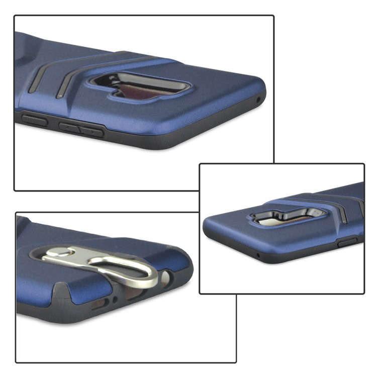ANGIBABE Matte TPU PC Hybrid Back Cover with Rotary Kickstand for Samsung Galaxy S9 Plus - Blue-5