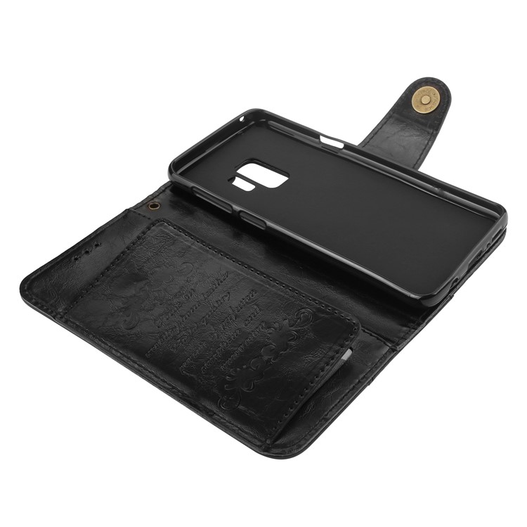 5-Slot Vintage Oil Wax Leather Wallet Stand Case for Samsung Galaxy S9 G960 - Black-4