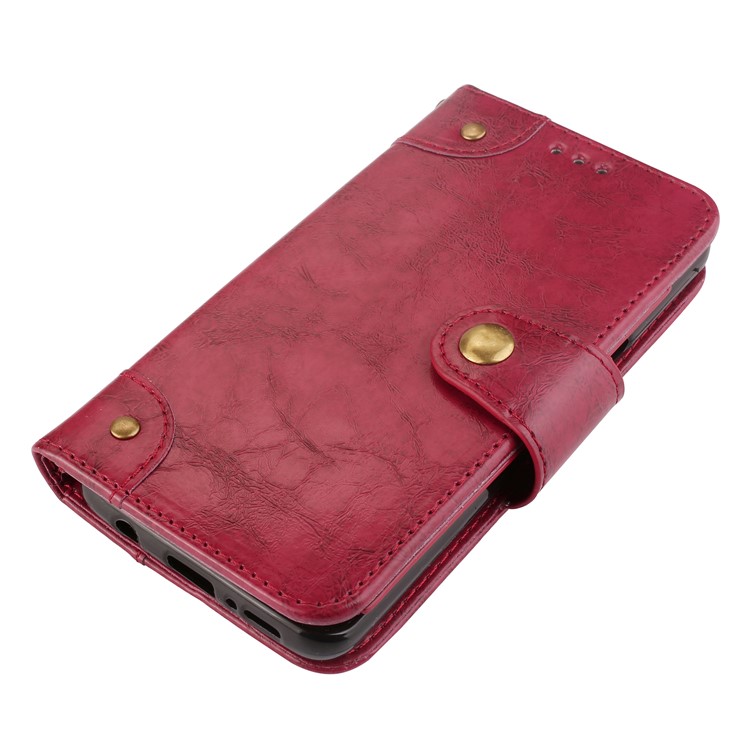 5-Slot Vintage Oil Wax Leather Wallet Stand Cover for Samsung Galaxy S9 G960 - Red-3