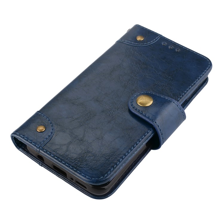 5-Slot Vintage Oil Wax Leather Wallet Stand Phone Case for Samsung Galaxy S9 G960 - Blue-3