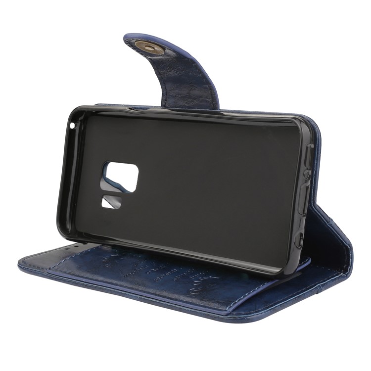 5-Slot Vintage Oil Wax Leather Wallet Stand Phone Case for Samsung Galaxy S9 G960 - Blue-5